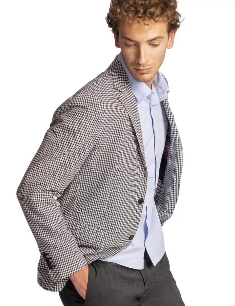 Anzüge-New Hallhuber ALISTAIR- HOUNDSTOOTH BLAZER schwarz