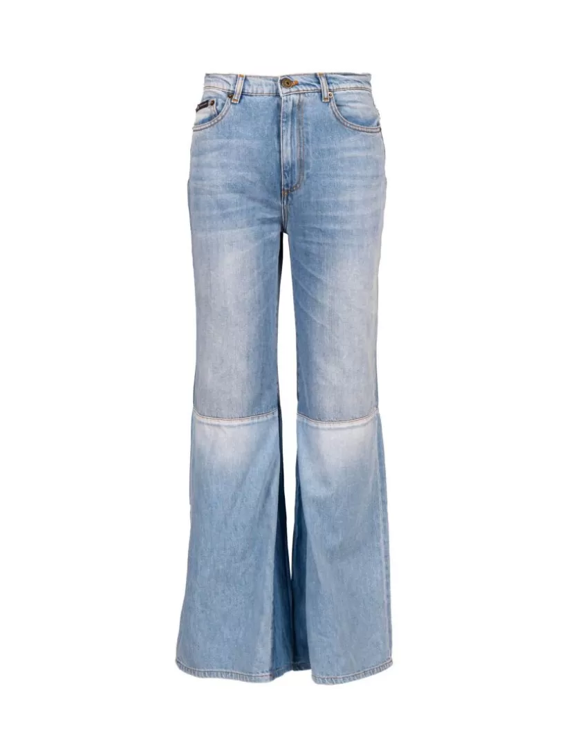 Jeans-New Hallhuber BONNIE – PATCHWORK-JEANS IM 70ER-JAHR-INSPIRIERTEN, IN DER TAILLE SCHMAL UND NACH UNTEN BREITER, AUS REINER BAUMWOLLE himmelblau