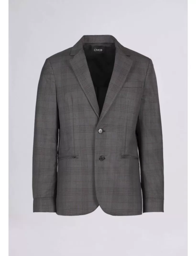 Anzüge-New Hallhuber EINREIHIGER, SCHMALER BLAZER MIT REIßVERSCHLUSS-WELTPOCKETS AUS WOLL-CANVAS sehr dunkelgrau