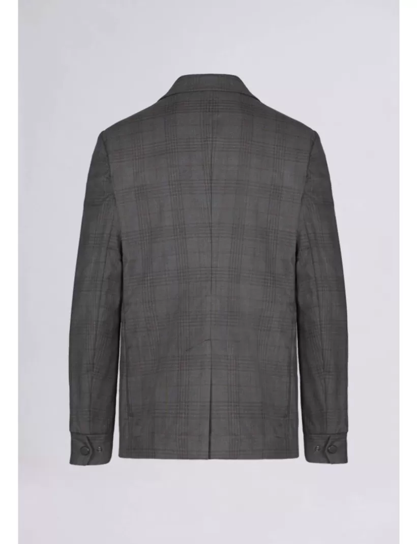 Anzüge-New Hallhuber EINREIHIGER, SCHMALER BLAZER MIT REIßVERSCHLUSS-WELTPOCKETS AUS WOLL-CANVAS sehr dunkelgrau