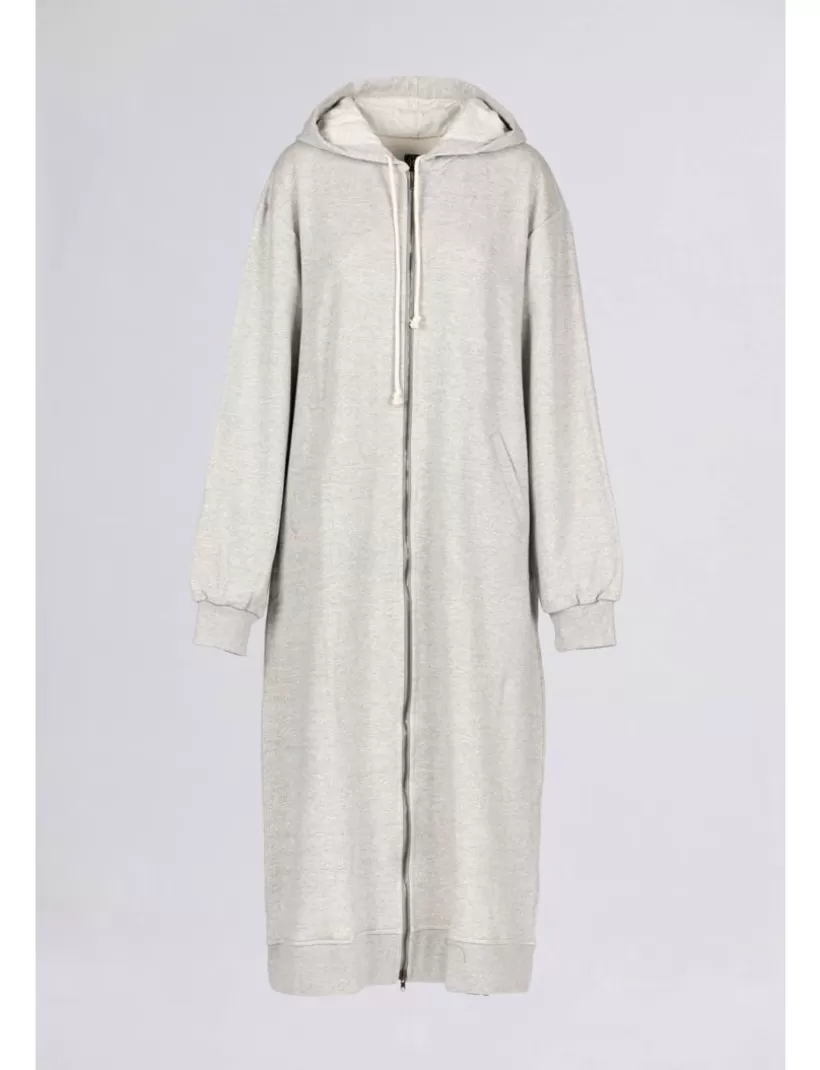 Hoodies & Sweatshirts-New Hallhuber LANGER HOODIE AUS BAUMWOLLE mittelgrau