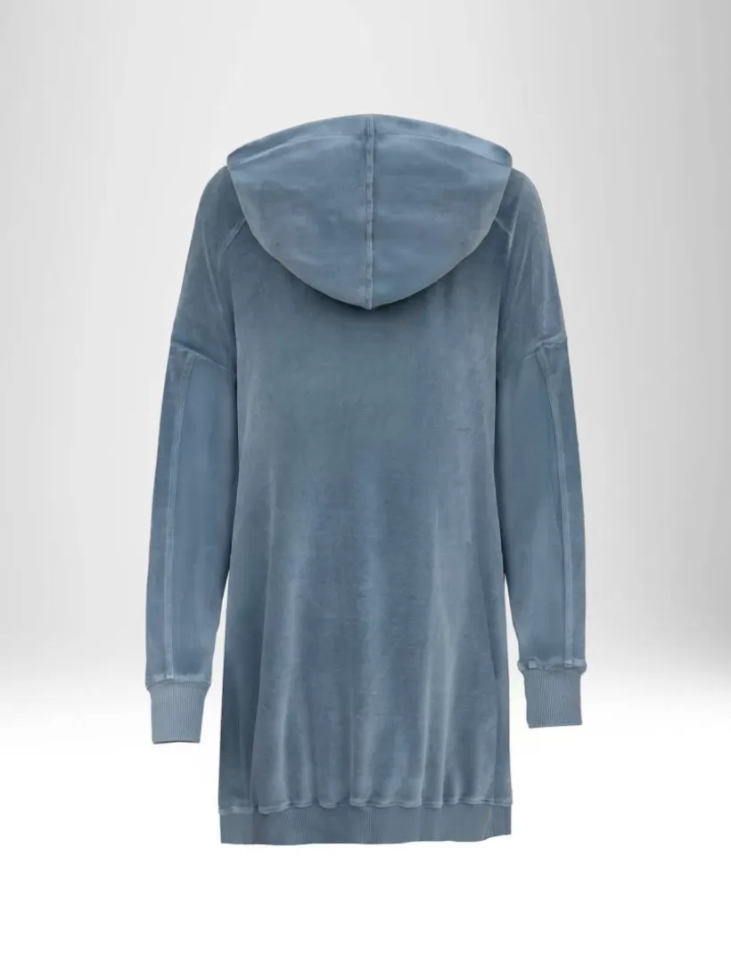 Hoodies & Sweatshirts-New Hallhuber KAPUZENPULLI IN ÜBERGRÖSSE AUS CHENILLE-BAUMWOLLMISCHUNG sky