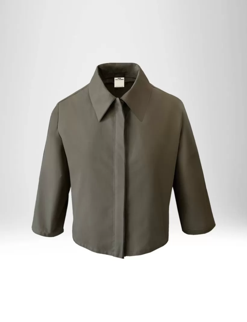 T-Shirts & Tops-New Hallhuber KURZBLUSE MIT 3/4-ÄRMELN AUS BAUMWOLLPOPELIN Grüne Flaschen