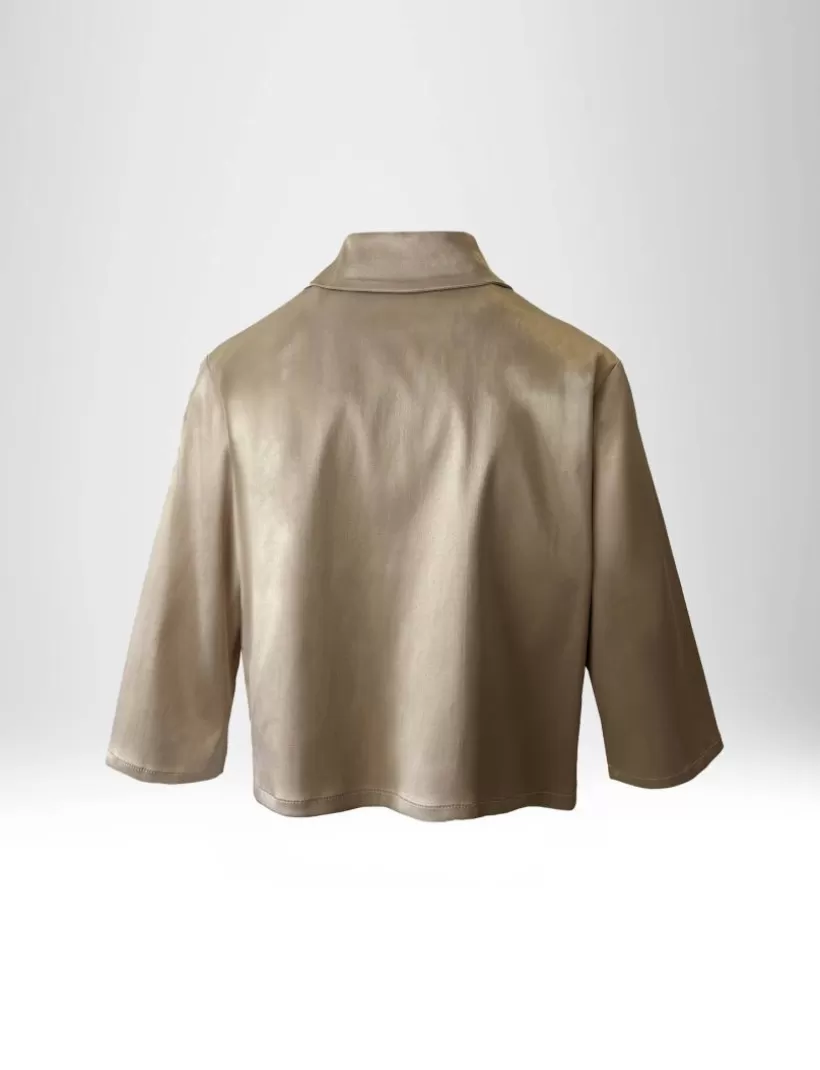 T-Shirts & Tops-New Hallhuber KURZBLUSE MIT 3/4-ÄRMELN IN BAUMWOLLSATIN-MISCHUNG eis
