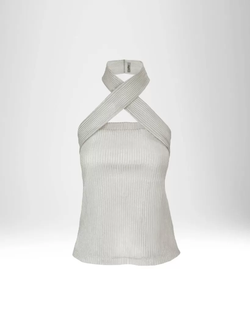 T-Shirts & Tops-New Hallhuber OBERTEIL MIT ÜBERKREUZUNG VORNE AUS POLYESTER-RIPPSTRICK