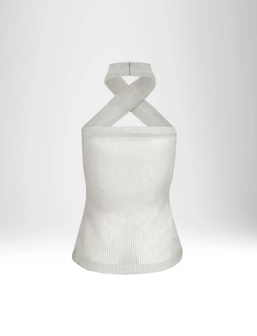 T-Shirts & Tops-New Hallhuber OBERTEIL MIT ÜBERKREUZUNG VORNE AUS POLYESTER-RIPPSTRICK