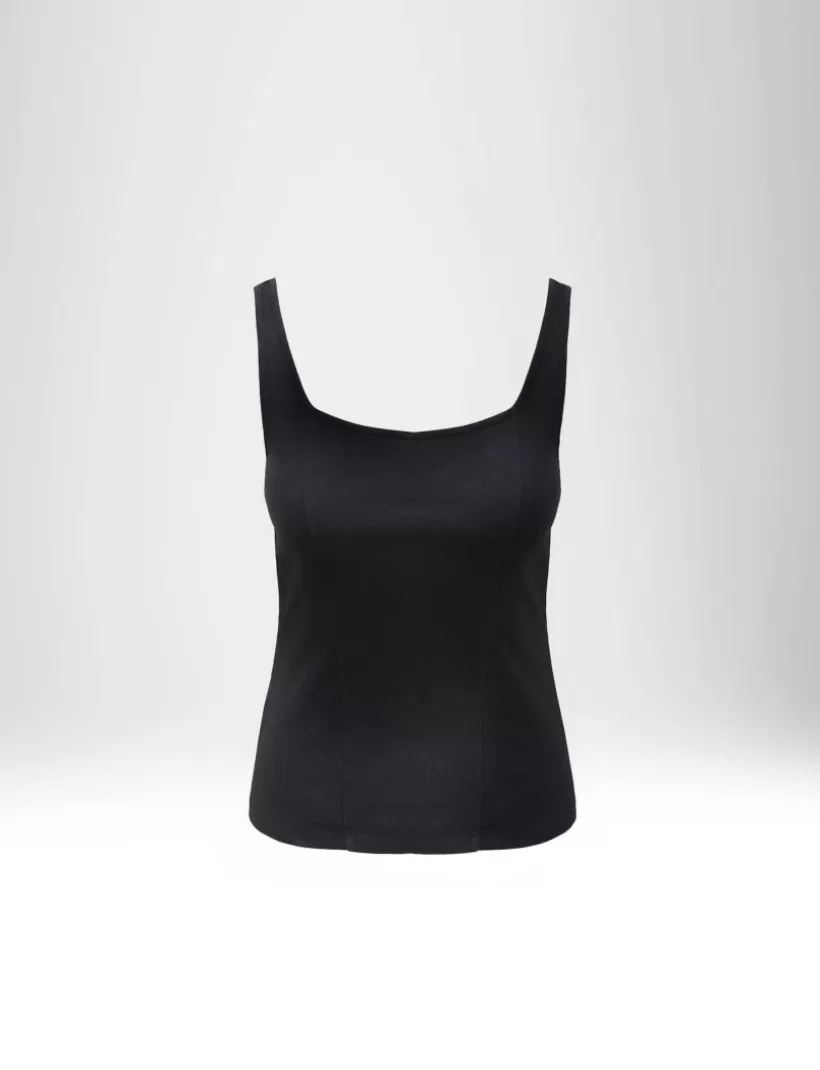 T-Shirts & Tops-New Hallhuber TANK TOP AUS BAUMWOLL-JERSEY schwarz