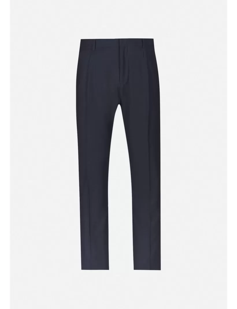 Hosen-New Hallhuber REGULÄRE MIKRO-KARO-CHINO-HOSE MIT VORGEFERTIGTEM GÜRTELMUSTER AUS COOL WOOL dunkelblau