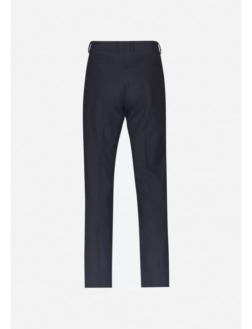 Hosen-New Hallhuber REGULÄRE MIKRO-KARO-CHINO-HOSE MIT VORGEFERTIGTEM GÜRTELMUSTER AUS COOL WOOL dunkelblau