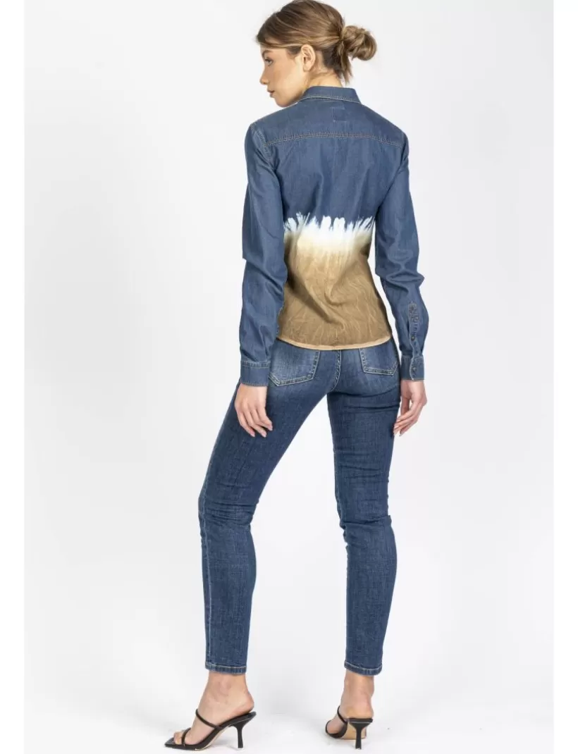 Jeans | Hosen-New Hallhuber SACAGAWEA – SLIM FIT LANGÄRMELIGES DENIMHEMD MIT ZWEIFARBIGEM EFFEKT AUS REINER BAUMWOLLE