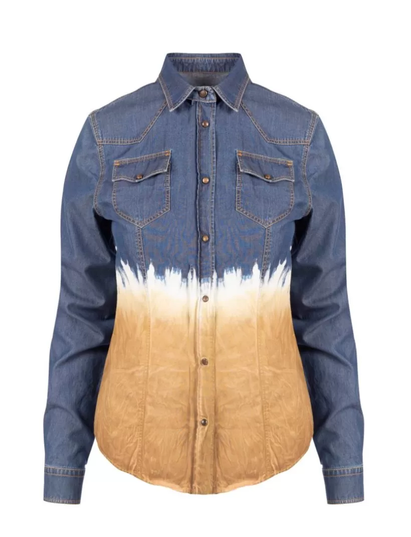 Jeans | Hosen-New Hallhuber SACAGAWEA – SLIM FIT LANGÄRMELIGES DENIMHEMD MIT ZWEIFARBIGEM EFFEKT AUS REINER BAUMWOLLE