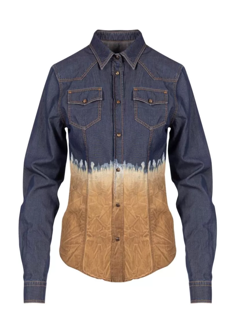 Jeans | Hosen-New Hallhuber SACAGAWEA – SLIM FIT LANGÄRMELIGES DENIMHEMD MIT ZWEIFARBIGEM EFFEKT AUS REINER BAUMWOLLE