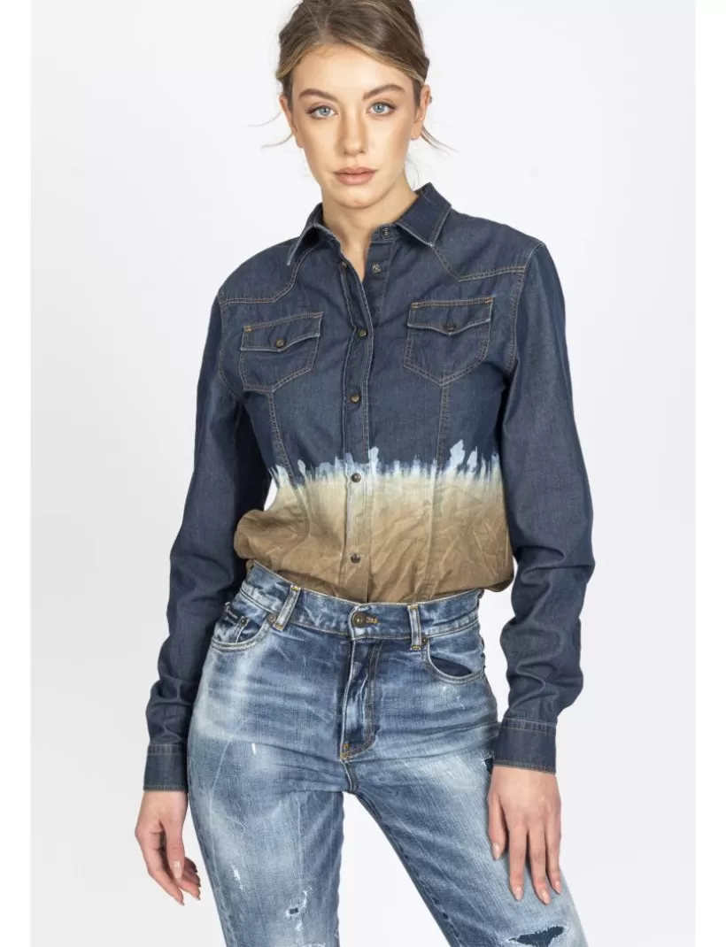 Jeans | Hosen-New Hallhuber SACAGAWEA – SLIM FIT LANGÄRMELIGES DENIMHEMD MIT ZWEIFARBIGEM EFFEKT AUS REINER BAUMWOLLE
