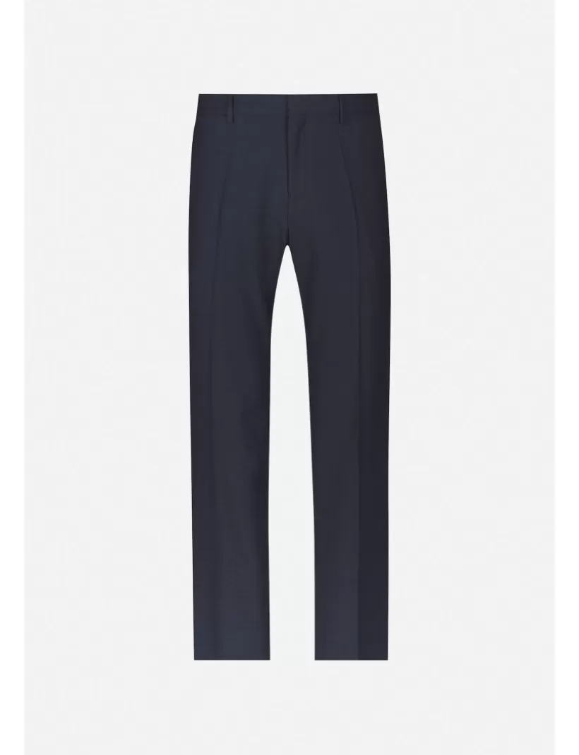 Hosen-New Hallhuber SCHLANKE CHINOHOSE MIT MIKROKARIER UND TASCHENMOTIV AUS KÜHLER WOLLE dunkelblau