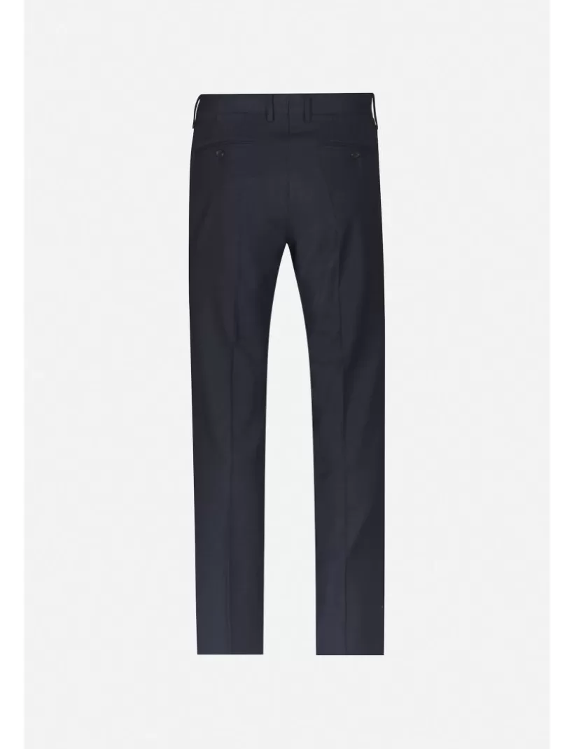 Hosen-New Hallhuber SCHLANKE CHINOHOSE MIT MIKROKARIER UND TASCHENMOTIV AUS KÜHLER WOLLE dunkelblau