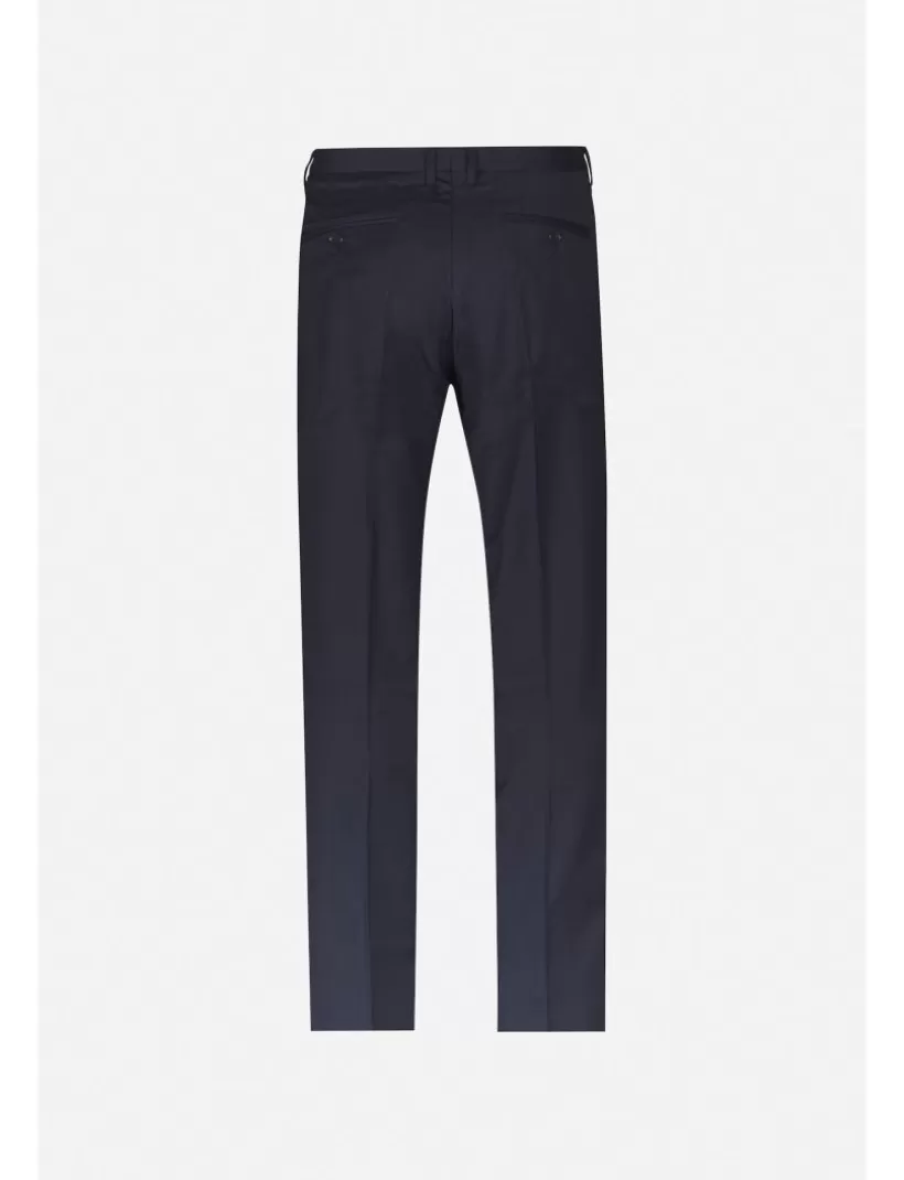 Hosen-New Hallhuber SCHLANKE CHINOHOSE MIT TASCHENMOTIV AUS KÜHLER WOLLE dunkelblau